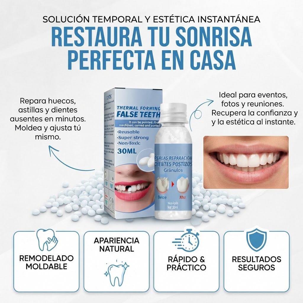 Perlas Reparación Dientes Postizos Dientes Gránulos 30ml