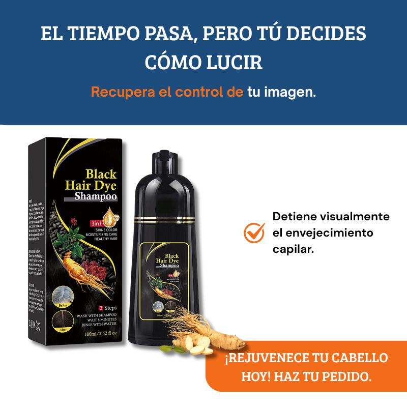 Shampoo Black Hair Dye 3 en 1