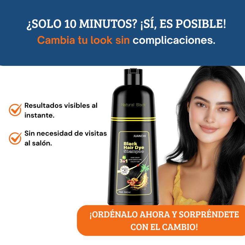 Shampoo Black Hair Dye 3 en 1