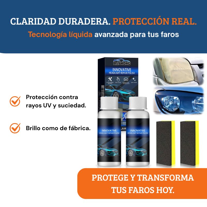 Líquido reparador de faros de coche