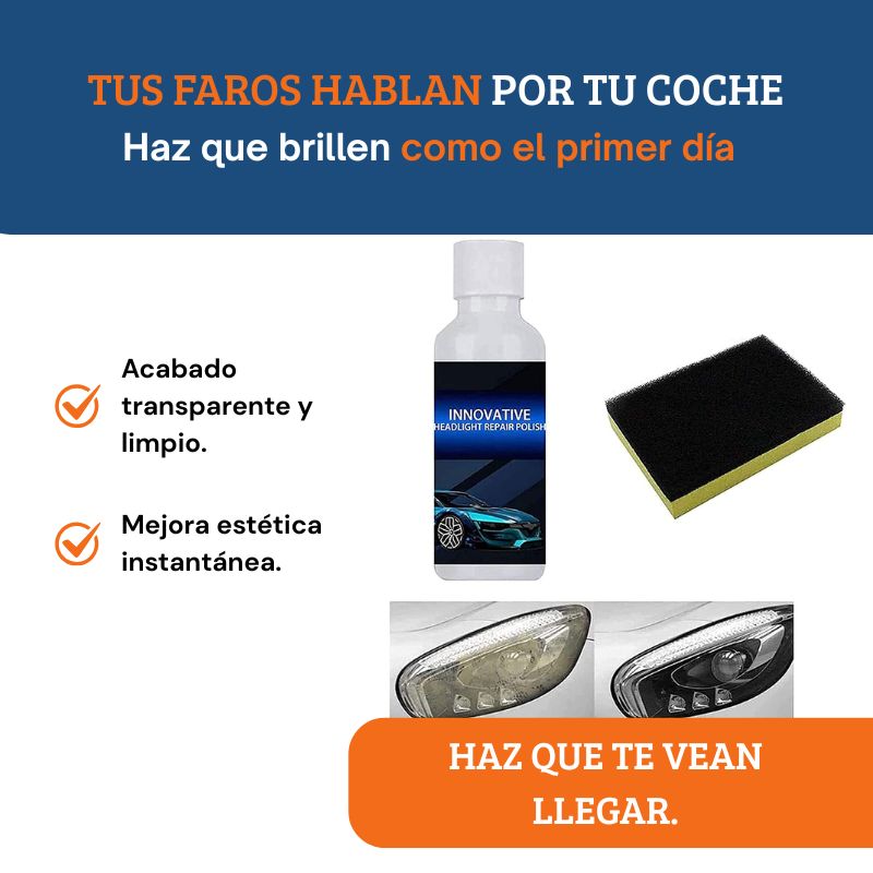 Líquido reparador de faros de coche