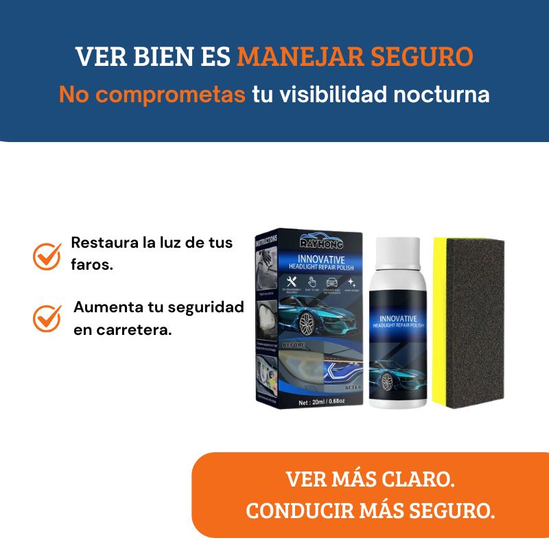 Líquido reparador de faros de coche