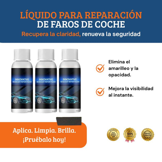 Líquido reparador de faros de coche