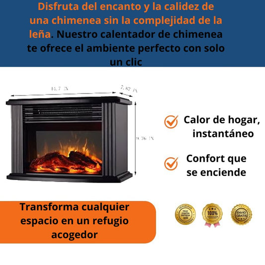 Mini Calentador Eléctrico de Chimenea con Termostato