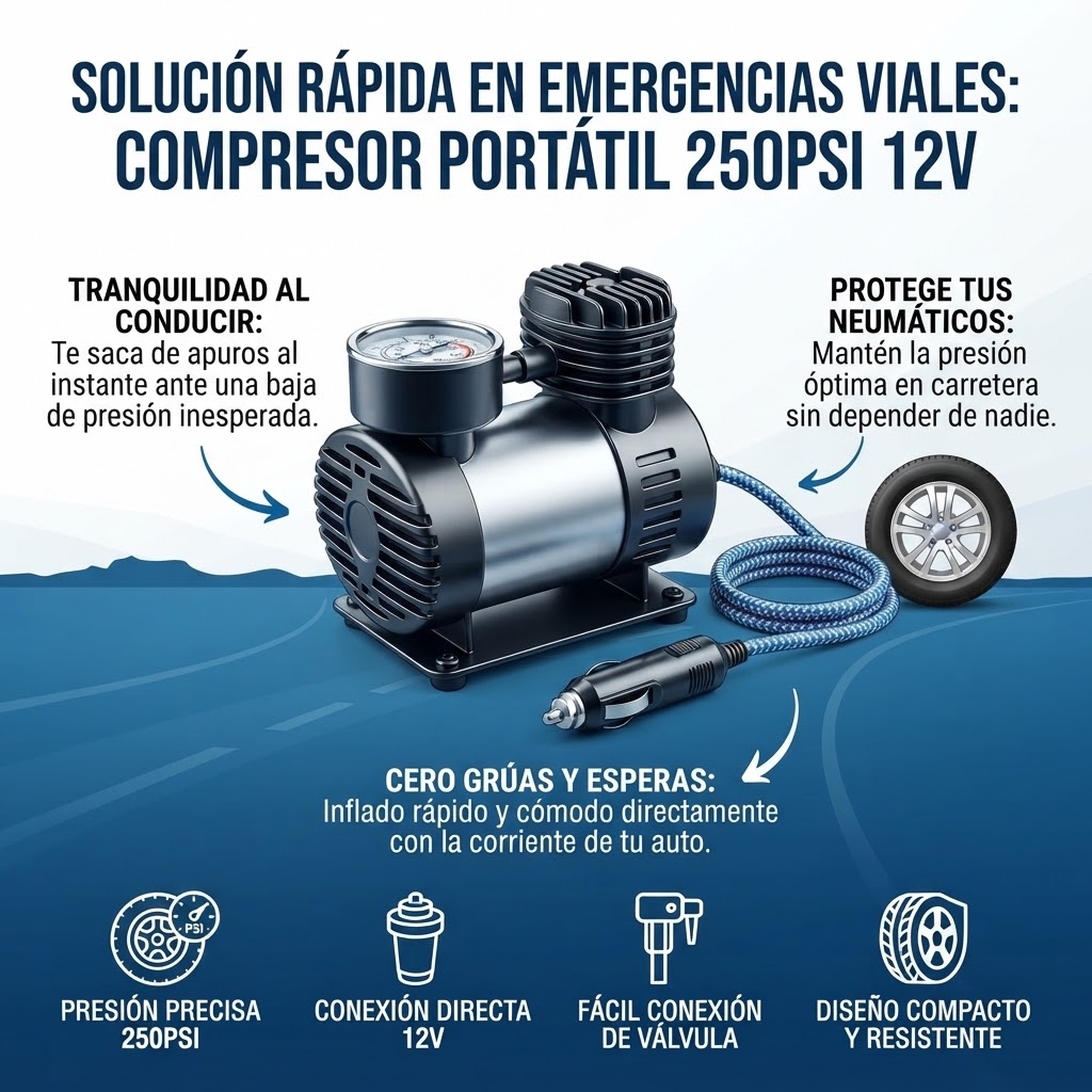 Compresor De Aire Portatil Mini Carro 250psi 12v
