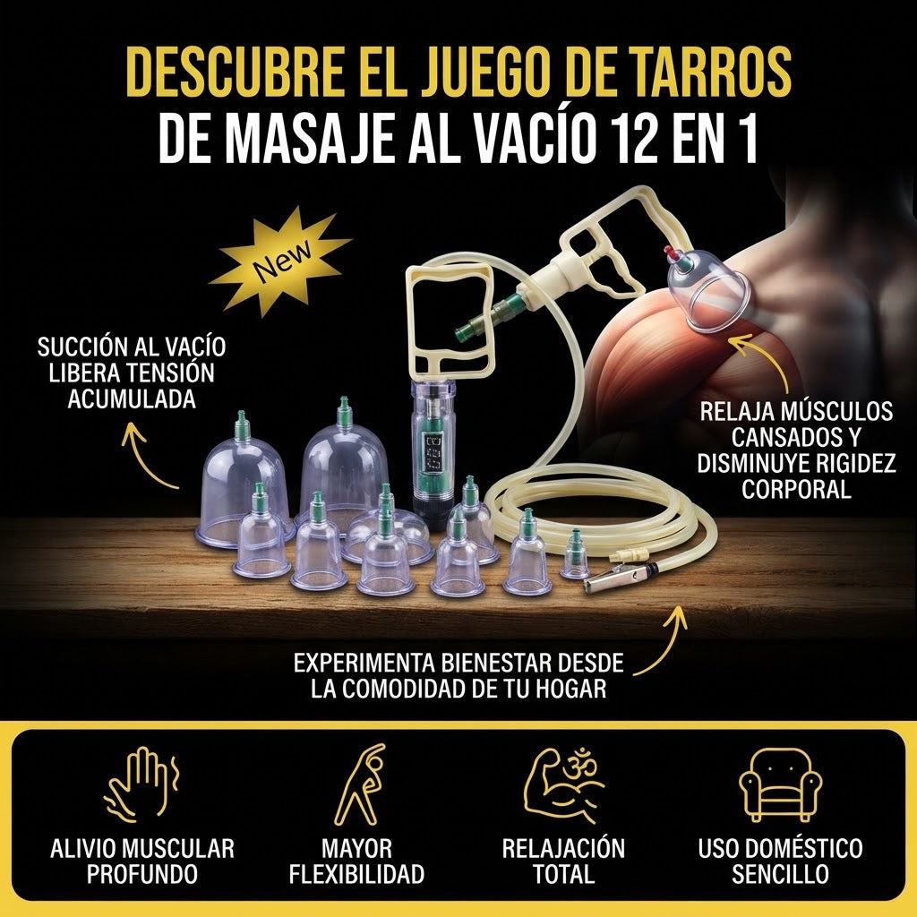 Juego de Tarros de Masaje al Vacío 12 en 1