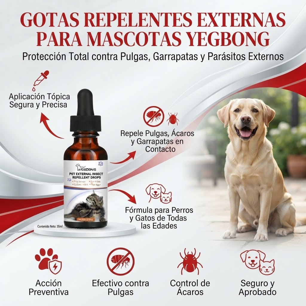 Gotas Repelentes Externas para Mascotas Yegbong