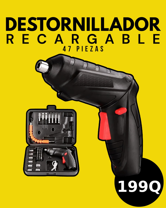 Destornillador Eléctrico Inalámbrico Recargable de 47 Piezas