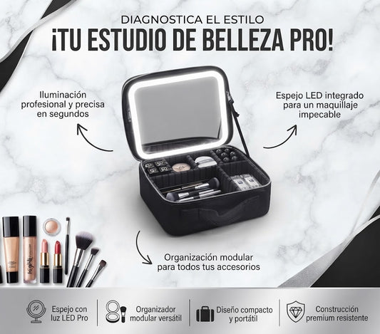 Maletín de Maquillaje Con Espejo Led Organizador Pro