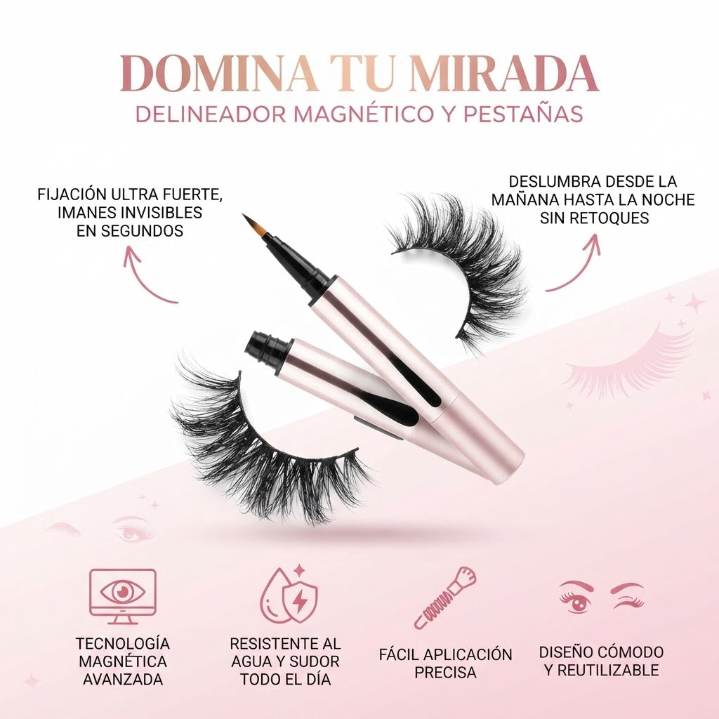 Delineador Magnético Resistente al Agua con Pestañas