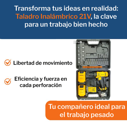 Taladro Inalámbrico 21v Percutor Para Trabajo Pesado