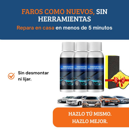 Líquido reparador de faros de coche