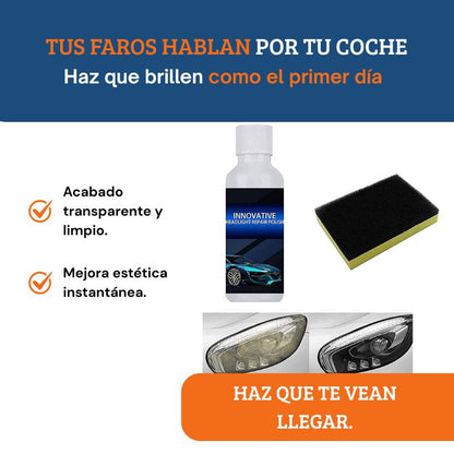Líquido reparador de faros de coche