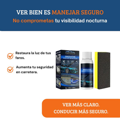 Líquido reparador de faros de coche