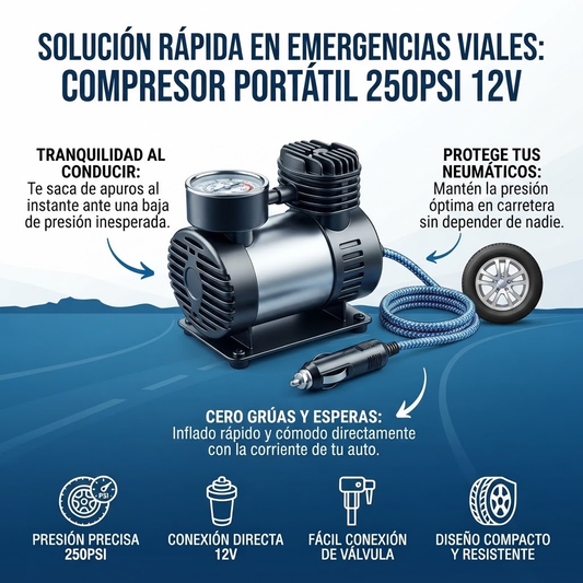 Compresor De Aire Portatil Mini Carro 250psi 12v